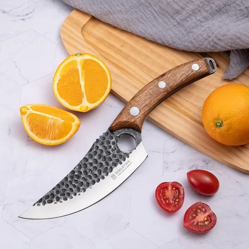 Miniatura 9 de Cuchillo de chef, cuchillo de cocina para deshuesar, cortar y cortar, cuchillo de carnicero forjado a mano, cuchillo japonés de acero inoxidable