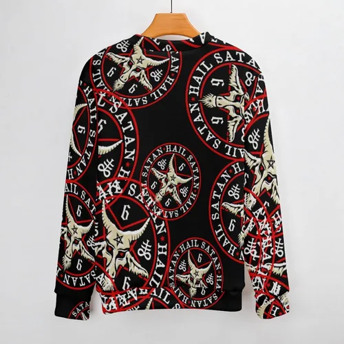 Miniatura 3 de Hail Satan Baphomet Goat Long Sleeve Sweatshirt Casual Crewneck Pullover Sweater Jumper Tops for Women Men