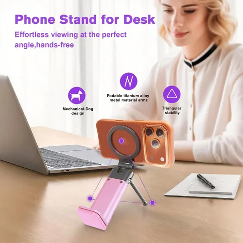 Miniatura 3 de Soporte de teléfono para avión, artículos esenciales de viaje para mujeres, soporte magnético para teléfono para MagSafe, imán fuerte N55, giratorio