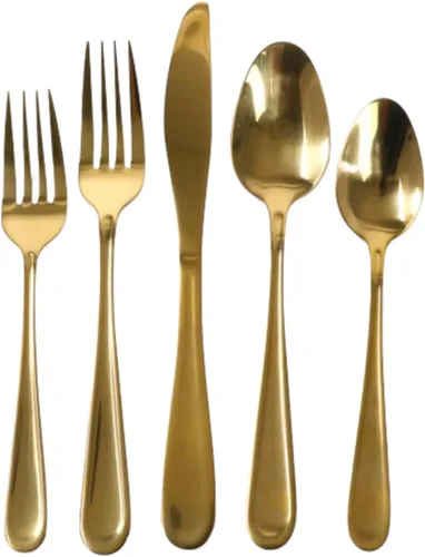 Gibson Home Ravidia - Juego de cubiertos dorados de calibre pesado, 20 piezas, utensilios coloridos de acero inoxidable, juego de vajilla para 4