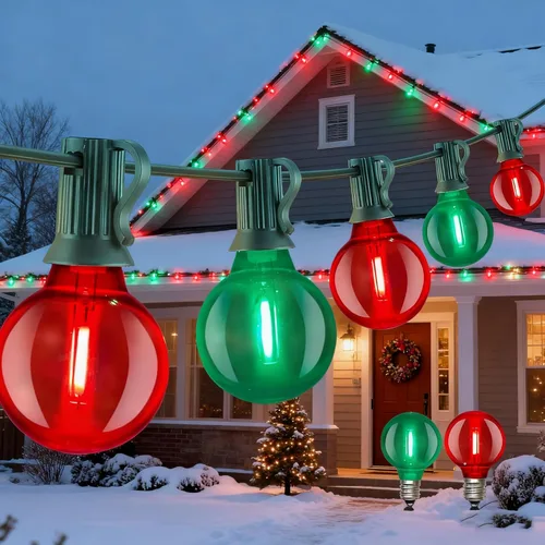 Miniatura 10 de Abeja - Cadena de luces para exteriores, de 25 pies con bombillas LED G40 tipo globo con 27 bombillas de plástico Edison (2 de repuesto), luces