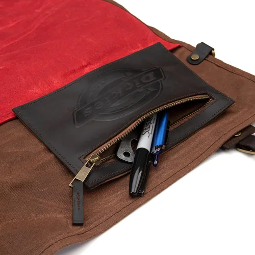 Miniatura 5 de Bolsa enrollable para cuchillos de chef Dickies Organizador portátil y estuche de almacenamiento para cubiertos, lona encerada y cuero, grande