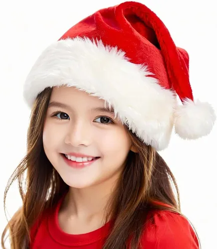 Miniatura 10 de Christmas Hat, Santa Hat for Adults/Kids/Baby Red Velvet Double Extra Thicken Unisex Xmas Hats for New Year Holiday Party