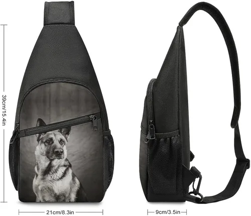 Miniatura 2 de Bolso cruzado de pastor alemán blanco y negro, mochila de viaje, senderismo, mochila casual para el pecho para mujeres y hombres, talla única