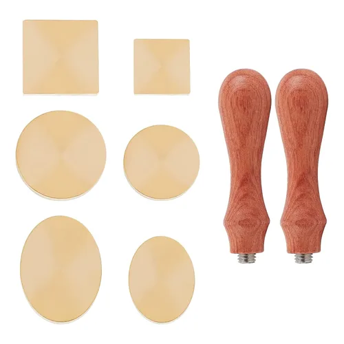 CRASPIRE Juego de 6 cabezales de sello de cera, 6 cabezales de sello de cera en blanco con 2 asas de madera para invitaciones de boda, sobres,