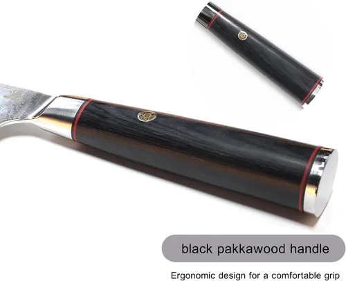 Miniatura 5 de Miyake Cuchillo de chef japonés Gyuto de 7.5 pulgadas, cuchillo de cocina afilado de acero inoxidable 9Cr18MoV con mango G10 y madera de Pakkawood