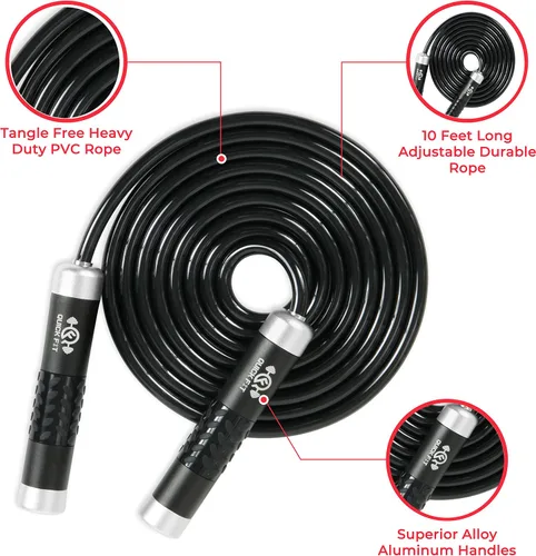 Miniatura 2 de Quick Fit Juego de 2 cuerdas de saltar con peso (1 libra) con cuerda de saltar sin peso, accesorio de ejercicio portátil para cardio, HIIT