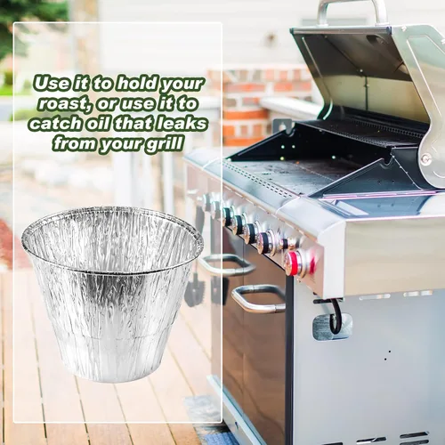 Miniatura 4 de meekoo Bandeja de revestimiento de cubo de grasa, 50 piezas de papel de aluminio, accesorios de parrilla para atrapar grasa, plateado, desechable
