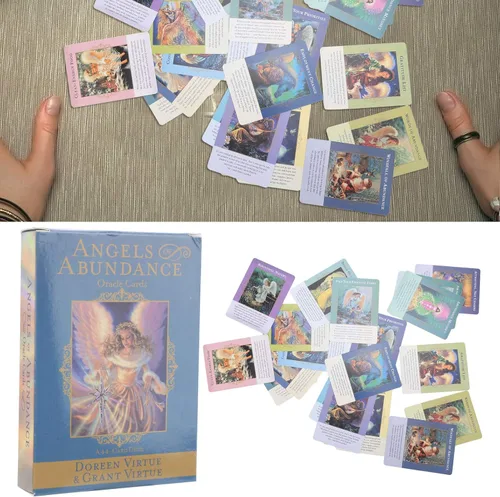 Miniatura 9 de bouti1583 Angels of Abundance Oracle Cards 44 cartas, exquisitas cartas de tarot ligeras de tamaño pequeño, seguras y ecológicas, fáciles