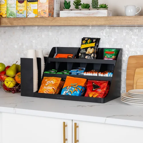 Miniatura 6 de Mind Reader "Pioneer breakroom Organizador 11 Compartimiento condimento Soporte, color negro, 14 compartimentos - extra grande, Negro