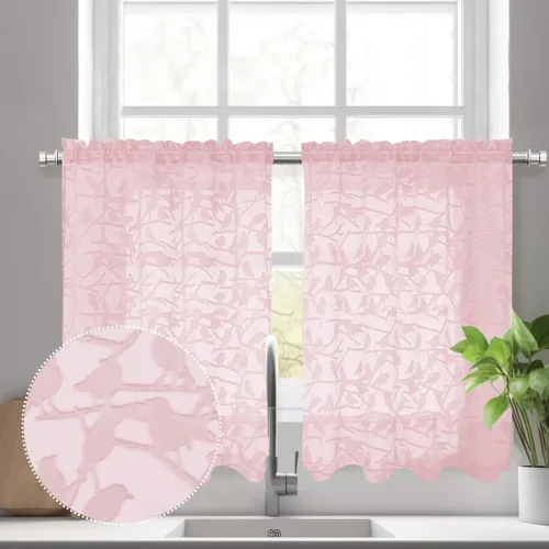 Miniatura 31 de OVZME Anji - 2 paneles de cortinas traslúcidas de gasa marrón de 72 pulgadas de largo para dormitorio, doble bolsillo para barra, tela ligera