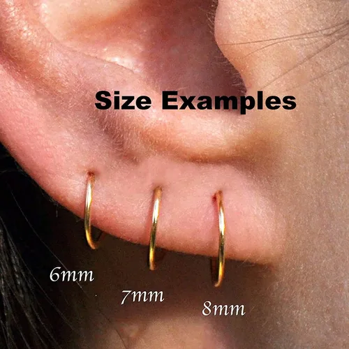Miniatura 52 de Aretes de aro dorados y plateados para cartílago, nariz, tabique, oreja, hélix, tragus, joyería para mujer, hipoalergénicos, pequeños aros