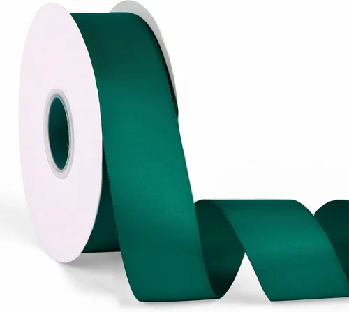 Miniatura 111 de Cinta de satén verde manzana de doble cara de 1-1/2 pulgadas x 50 yardas, cinta continua de poliéster de alta densidad para envolver regalos, bodas