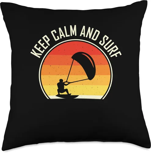 Miniatura 4 de Kitesurf motif equipment Keep Calm and Surf-Kitesurf, almohada de 16 x 16 pulgadas, multicolor