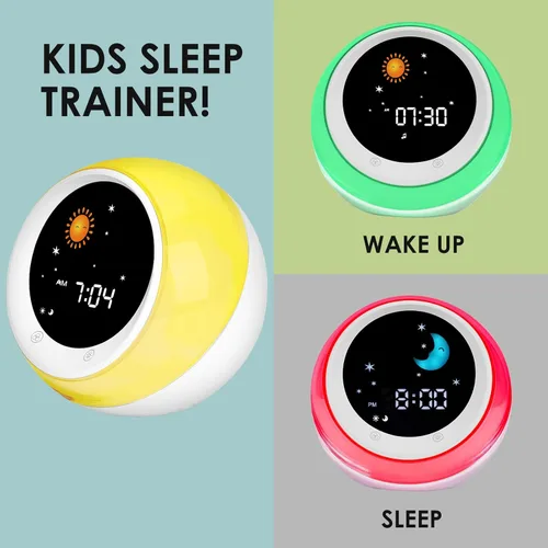 Miniatura 2 de Reloj despertador para niños, entrenador de sueño infantil con luz nocturna, máquina de sonido de sueño y temporizador de sueño