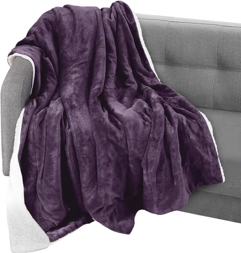 Miniatura 28 de Elegant Comfort Manta reversible de franela sherpa, ultrasuave, mullida, acogedora y afelpada, manta decorativa ligera para todas las estaciones, 50