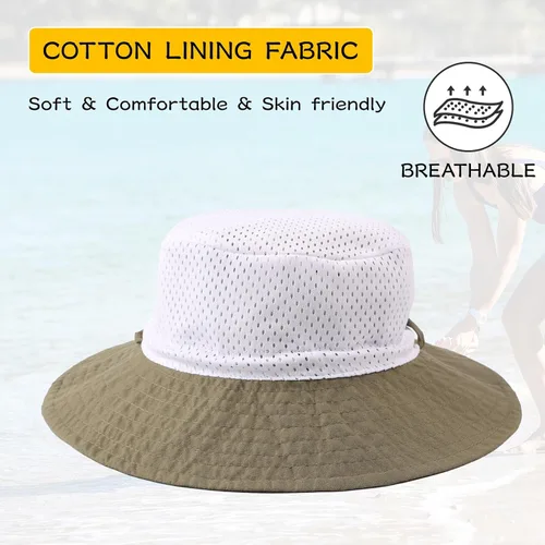 Miniatura 4 de Peecabe Sombrero de verano para bebé para niños y niñas, UPF 50+, ala ancha, sombrero de pescador, ajustable, gorra de playa para bebés de 0 a 8 años