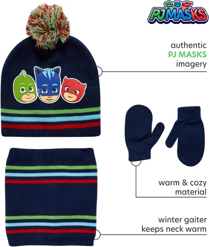 Miniatura 2 de PJ Masks Conjunto de tres piezas de gorro de invierno guantes y bufanda polaina