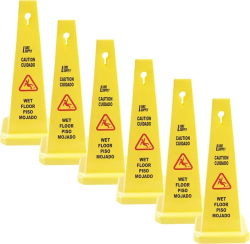 Miniatura 15 de MATTHEW CLEANING - Señales industriales de 19 pulgadas para suelo mojado, paquete de 3 letreros de advertencia multilingües de plástico corrugado