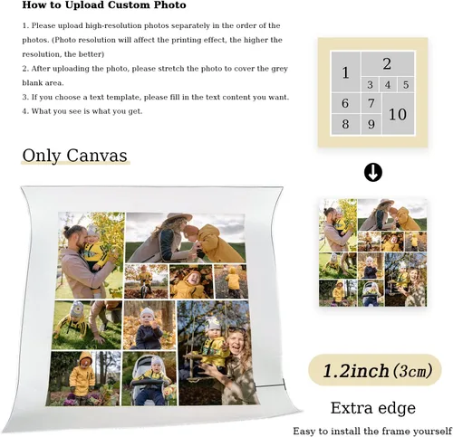 Miniatura 5 de CCWACPP Impresiones de collage en lienzo con tus fotos para familia, boda, bebé, mascota, perro, imagen en lienzo personalizada, foto personalizada