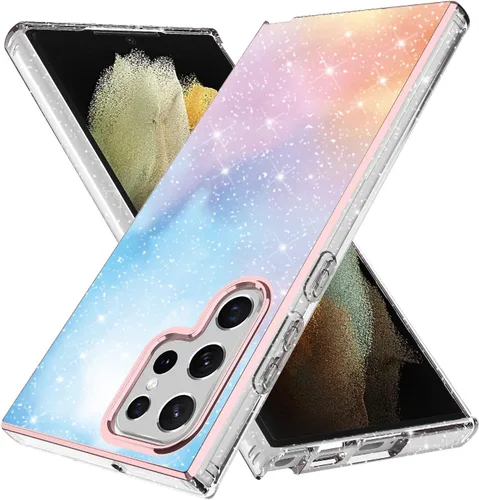 Miniatura 6 de Funda compatible con Samsung Galaxy S23, con purpurina brillante láser azul rosa ultra transparente a prueba de golpes para Samsung Galaxy S23