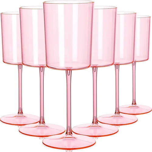 Miniatura 11 de Ciaell Paquete de 12 copas de vino de plástico transparente – Copas de vino desechables de 10 onzas con tallo para fiestas, bodas, piscina, aire
