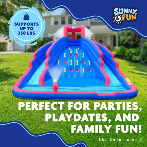 Miniatura 4 de Sunny & Fun Ultra Climber - Parque inflable de tobogán acuático – Resistente para diversión al aire libre – Pared de escalada, dos toboganes