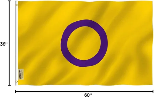 Miniatura 7 de Anley Fly Breeze - Bandera intersexual de 3 x 5 pies, cabecera de lona y ojales de latón, bandera del orgullo intersexual, bandera con ojales