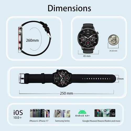 Miniatura 9 de Reloj inteligente para hombres y mujeres, pantalla AMOLED HD de 1.43 pulgadas, reloj inteligente IP68 impermeable, reloj rastreador de actividad