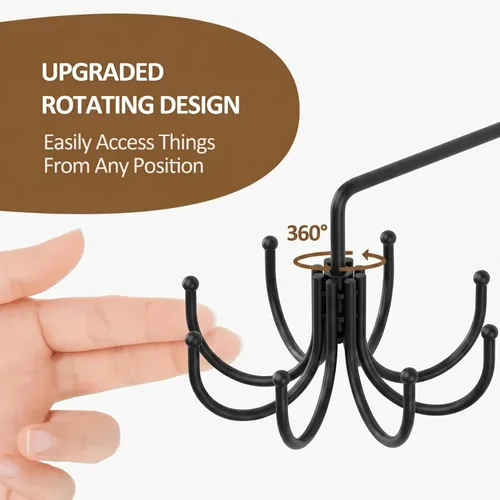 Miniatura 3 de ZEDODIER Soporte para utensilios de cocina, ganchos de cocina giratorios de 360° para colgar utensilios, estante de utensilios de metal resistente