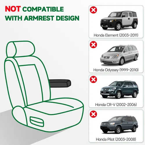 Miniatura 9 de GIANT PANDA Fundas de asiento delantero para Honda CRV HRV Civic Accord Element, funda de asiento de cubo de piel sintética para protectores de Negro