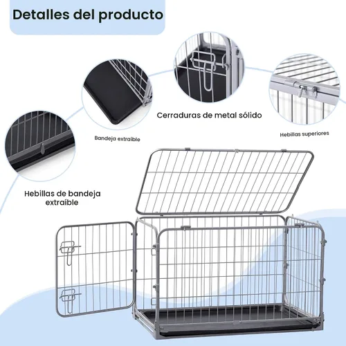 Miniatura 2 de ZOMISIA Jaula plegable para perros medianos, 36 pulgadas, a prueba de escapes, de metal, con doble puerta, fácil montaje, jaula plegable para perros