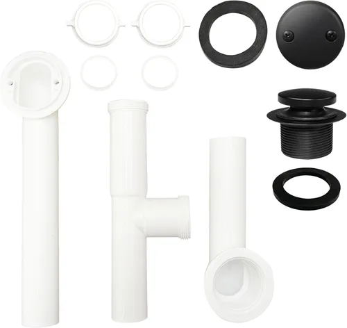 Miniatura 2 de Westbrass 593244-62 Kit de Desagüe de Bañera Tubular Tip Toe Blanco de 1-1/2", Negro Mate, Paquete de 1