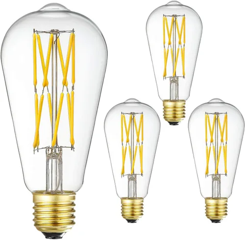 Miniatura 8 de Bombilla LED Edison regulable de 12 W, 3000 K, blanco suave, 1200 lm, base media E26 equivalente a 100 W, bombillas LED vintage ST64, ángulo de haz