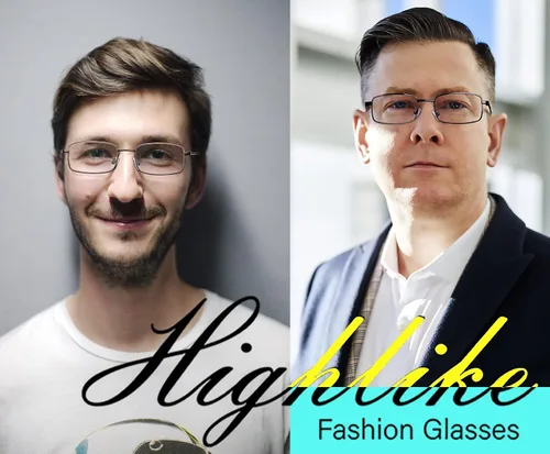 Miniatura 2 de HIGHLIKE Gafas de lectura para hombres, lectores de metal inoxidable flexible con estuches suaves, gafas de lentes transparentes con filtro de luz