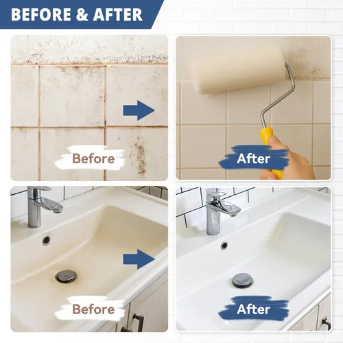 Miniatura 3 de DWIL Kit de pintura para bañera, bañera y azulejos con herramientas, pintura blanca para bañera a base de agua y bajo olor, fácil de usar para Blanco