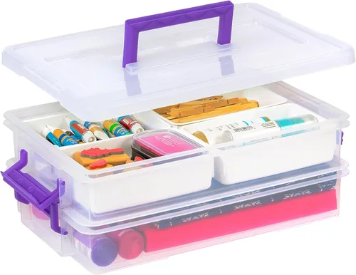 Miniatura 11 de IRIS USA Contenedores de almacenamiento de plástico de 1 cuarto de galón con tapas, paquete de 2, contenedores de almacenamiento para manualidades