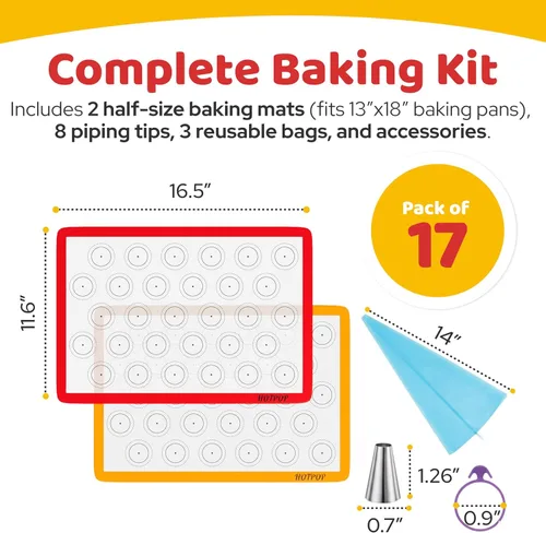 Miniatura 2 de HOTPOP Juego de bolsas y puntas para macarrones, kit de 17 piezas de suministros para hornear, bolsas reutilizables de silicona para pastelería, 2