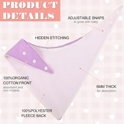 Miniatura 3 de Janmercy Paquete de 5 baberos tipo bandana para adultos, suaves, grandes, absorbentes, impermeables, para niños de 4 años en adelante, adolescentes