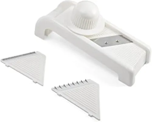 Farberware 5215832 Classic Mandoline - Cortador de frutas y verduras con 3 cuchillas, color blanco