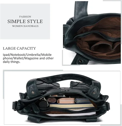 Miniatura 4 de KL928 - Bolsas grandes y bolsos de mano para mujeres con múltiples bolsillos, suaves, piel sintética y estilo hobo