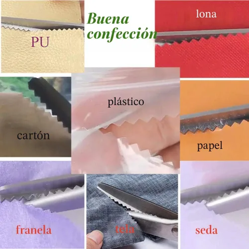 Miniatura 5 de JISTL - Tijeras dentadas verdes con agarre cómodo para manualidades, tijeras de corte en zig zag para costura, tijeras profesionales de mano