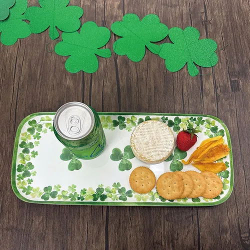 Miniatura 4 de UP ware Shamrock - Bandeja de melamina para servir, bandeja rectangular de 15 x 6.5 pulgadas, bandeja de alimentos sin BPA para entretenimiento