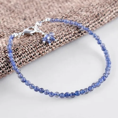 Miniatura 54 de Natural Gemstone Micro Round Beads Dainty Choker Bangle Bracelet, Handmade Jewelry for Women, Healing Chakra Crystals Silver Plated Chain 8 inch