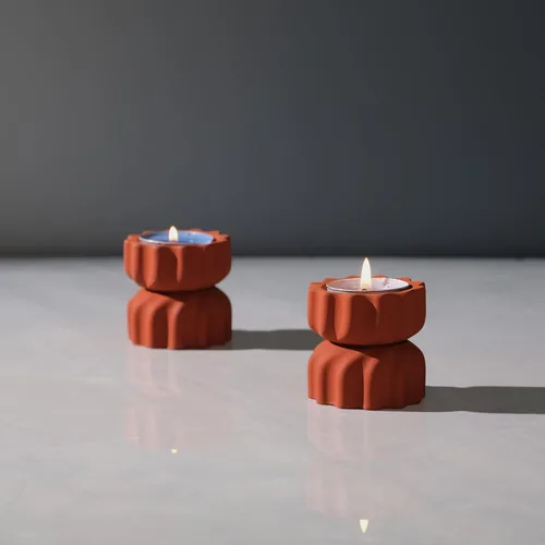 Miniatura 9 de Juego de 2 portavelas de grano en espiral; portavelas votivas de té de cemento con un giro; pequeño soporte decorativo de té de cemento