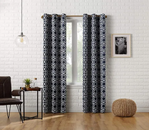 Miniatura 8 de Sun Zero Barnett Trellis - Cortina opaca con ojales, 40 x 63 pulgadas, color negro