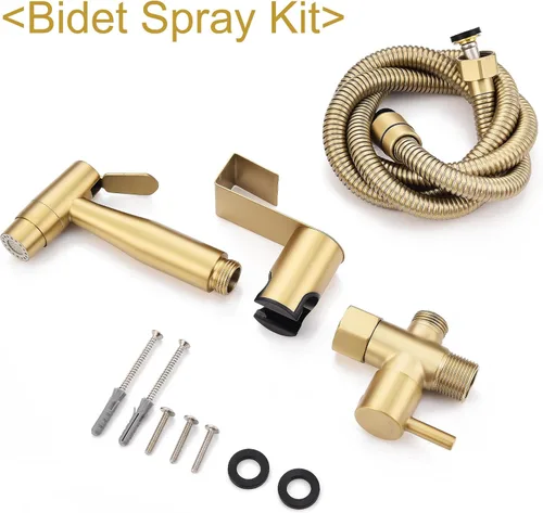 Miniatura 7 de Pulverizador de bidé de acero inoxidable para inodoro, acabado dorado con modos de chorro y rociado suave, rociador de mano para pañales de tela