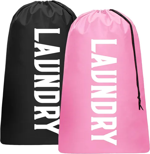 Paquete de 2 bolsas de lavandería de viaje XL, organizador de ropa sucia lavable a máquina, lo suficientemente grande como para contener 4 cargas de