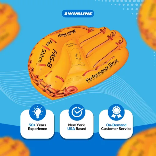 Miniatura 7 de Swimline Guante inflable gigante de béisbol para piscina, color marrón, 62"/50"/16" Deportes (guante de béisbol)