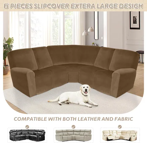Miniatura 586 de Arfntevss Fundas de sofá seccional reclinable de terciopelo, Funda de sofá seccional de esquina para sofá reclinable, Funda elástica suave